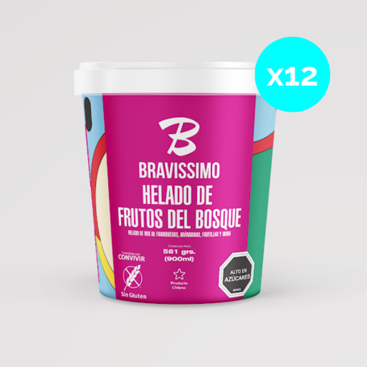 Helado Frutos del Bosque - 900ml - Caja 12