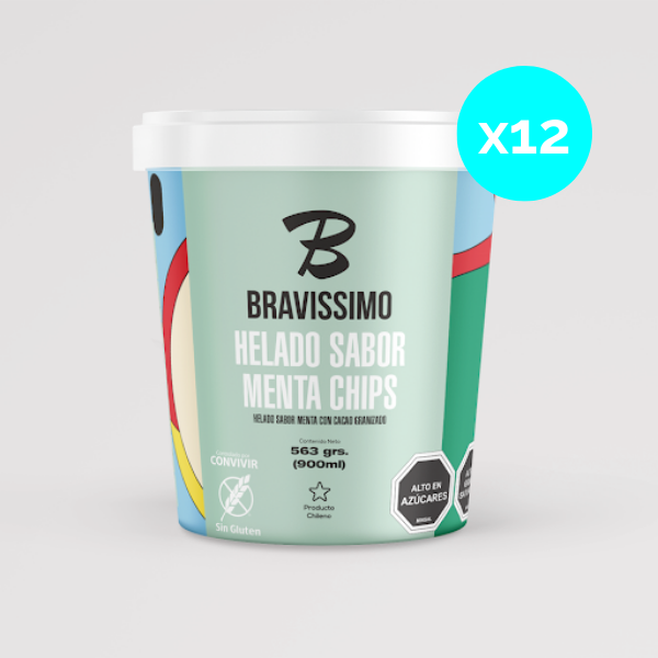 Helado Menta Chip - 900ml - Caja 12